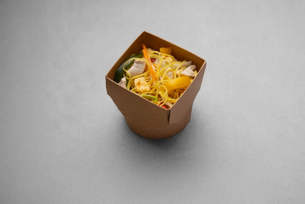 noodles rice chicken box
